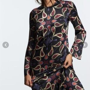 Zara Vibrant Long Sleeve Dress with Multicolor Pattern